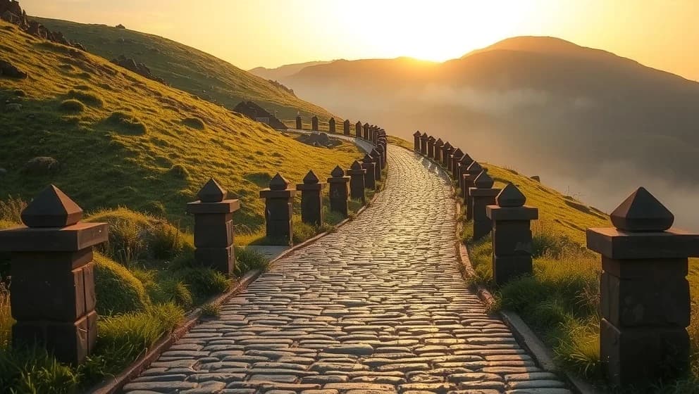 Vägen stiger för att möta dig